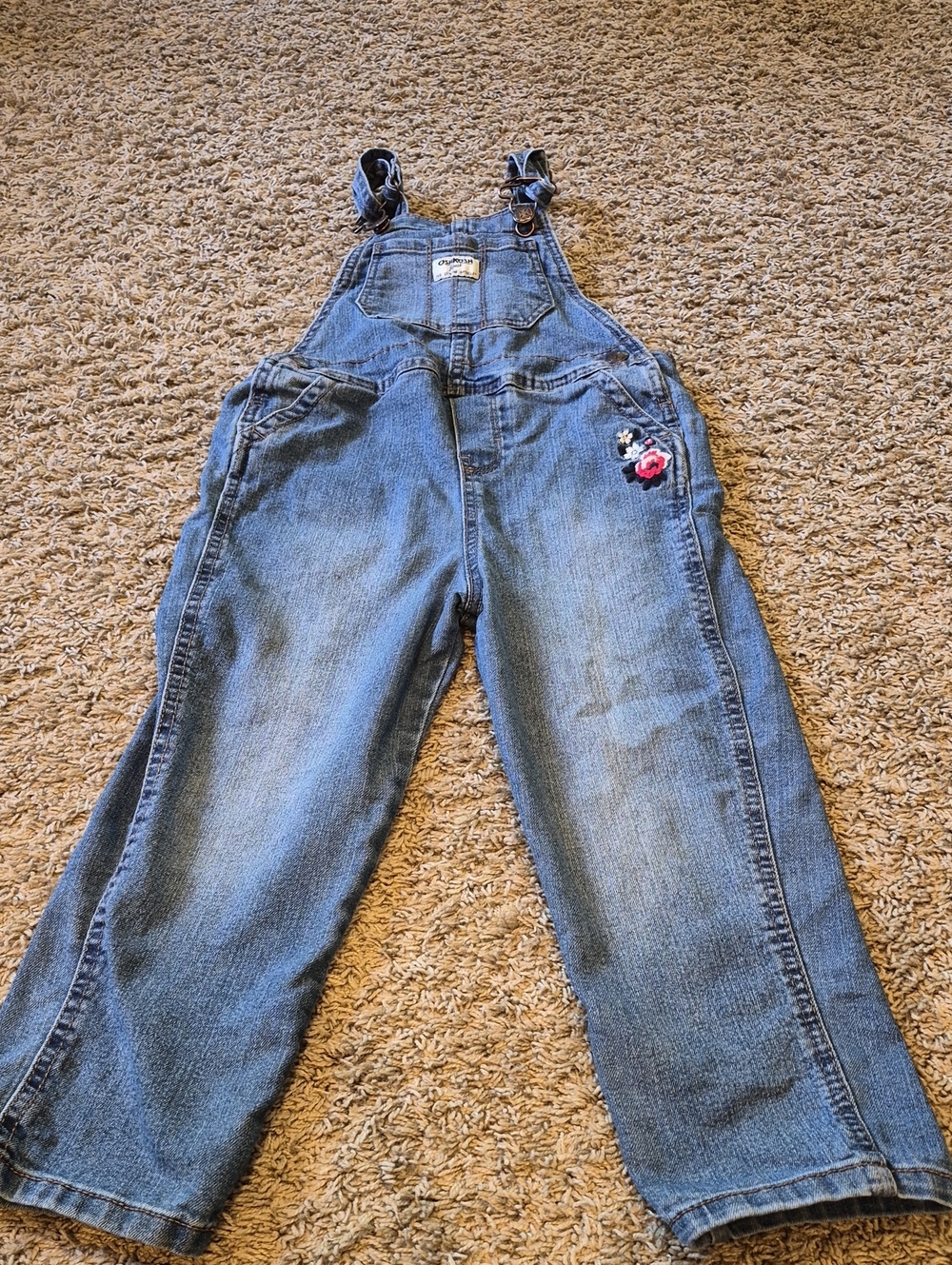 OshKosh B'gosh Blue Denim Overalls with Tan Label
